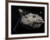 Galileo Spacecraft Discovering Asteroid 243 Ida and its Moon, Dactyl-null-Framed Art Print