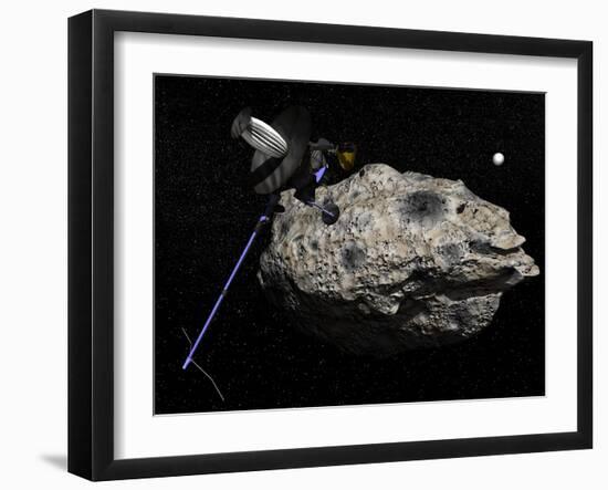 Galileo Spacecraft Discovering Asteroid 243 Ida and its Moon, Dactyl-null-Framed Art Print