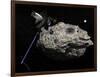 Galileo Spacecraft Discovering Asteroid 243 Ida and its Moon, Dactyl-null-Framed Art Print