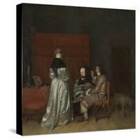 Gallant Conversation, known as the Paternal Admonition-Gerard ter Borch II-Stretched Canvas