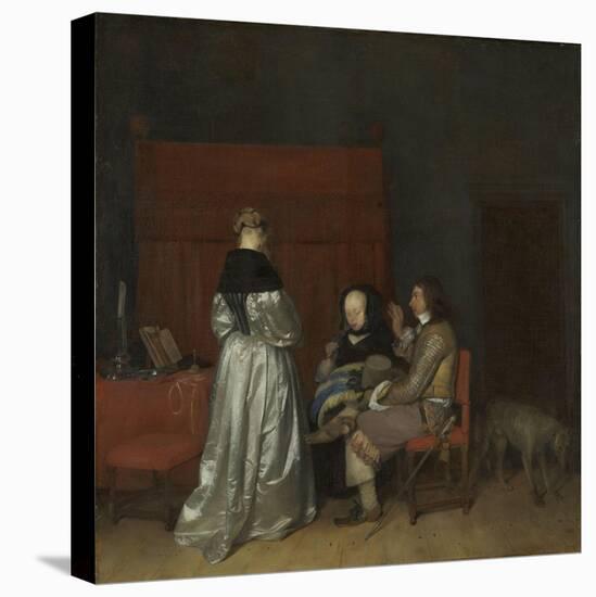 Gallant Conversation, known as the Paternal Admonition-Gerard ter Borch II-Stretched Canvas