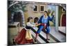 Gallant Scene with Costumed Characters, Wood Panel Painting, Sicilian Handicrafts, Italy, Detail-null-Mounted Giclee Print