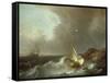 Galleon in Stormy Seas-Jan Claes Rietschoof-Framed Stretched Canvas