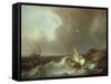 Galleon in Stormy Seas-Jan Claes Rietschoof-Framed Stretched Canvas