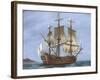 Galleon Saint Lucia. 17th Century. Coloured. Italy-null-Framed Giclee Print