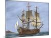 Galleon Saint Lucia. 17th Century. Coloured. Italy-null-Mounted Giclee Print