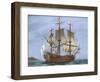 Galleon Saint Lucia. 17th Century. Coloured. Italy-null-Framed Giclee Print