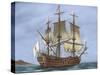 Galleon Saint Lucia. 17th Century. Coloured. Italy-null-Stretched Canvas