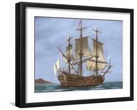 Galleon Saint Lucia. 17th Century. Coloured. Italy-null-Framed Giclee Print