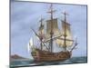 Galleon Saint Lucia. 17th Century. Coloured. Italy-null-Mounted Giclee Print