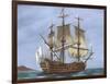 Galleon Saint Lucia. 17th Century. Coloured. Italy-null-Framed Giclee Print