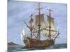 Galleon Saint Lucia. 17th Century. Coloured. Italy-null-Mounted Giclee Print