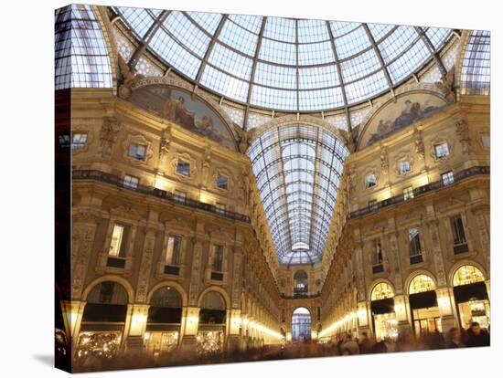 Galleria Vittorio Emanuele at Dusk, Milan, Lombardy, Italy, Europe-Vincenzo Lombardo-Stretched Canvas