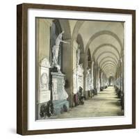 Gallery in the Monumental Cemetery of Staglieno, Genoa (Italy), Circa 1890-Leon, Levy et Fils-Framed Photographic Print