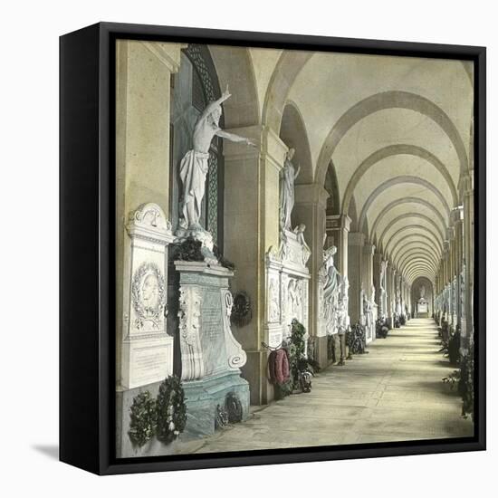 Gallery in the Monumental Cemetery of Staglieno, Genoa (Italy), Circa 1890-Leon, Levy et Fils-Framed Stretched Canvas