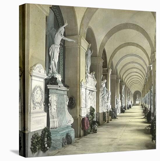 Gallery in the Monumental Cemetery of Staglieno, Genoa (Italy), Circa 1890-Leon, Levy et Fils-Stretched Canvas