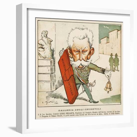 Gallery of the Honourable, Cartoon of Luigi Pelloux from Il Pasquino Magazine, July 10, 1898, Italy-null-Framed Giclee Print