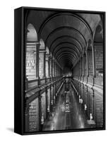 Gallery of the Old Library, Trinity College, Dublin, County Dublin, Eire (Ireland)-Bruno Barbier-Framed Stretched Canvas