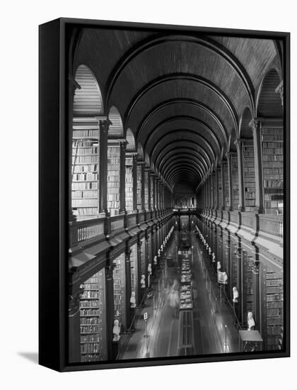 Gallery of the Old Library, Trinity College, Dublin, County Dublin, Eire (Ireland)-Bruno Barbier-Framed Stretched Canvas