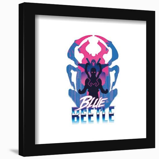 Gallery Pops DC Comics Blue Beetle - Retro Super Future Blue Beetle Wall Art-Trends International-Framed Gallery Pops