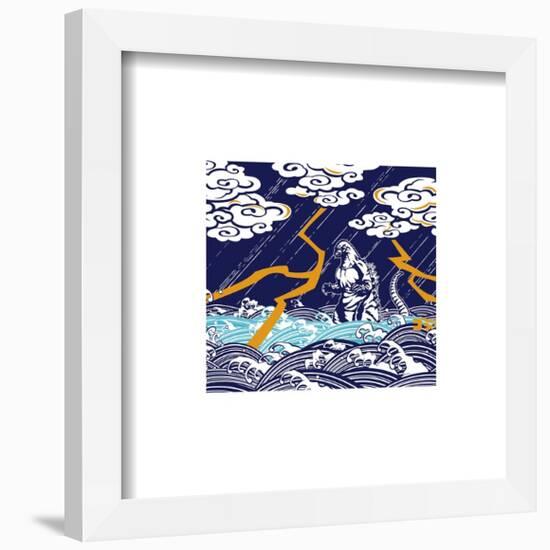 Gallery Pops Godzilla - Traditional Japanese Godzilla Storm Wall Art-Trends International-Framed Gallery Pops