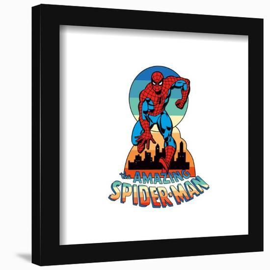 Gallery Pops Marvel Spider-Man - Retro Spotlight Running the City Wall Art-Trends International-Framed Gallery Pops