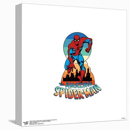 Gallery Pops Marvel Spider-Man - Retro Spotlight Running the City Wall Art-Trends International-Stretched Canvas