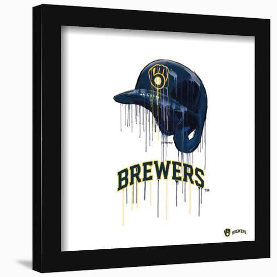 Gallery Pops MLB Milwaukee Brewers - Drip Helmet Wall Art-Trends International-Framed Gallery Pops