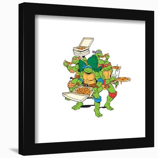 Gallery Pops Nickelodeon Teenage Mutant Ninja Turtles - Group Pizza Party Wall Art-Trends International-Framed Gallery Pops