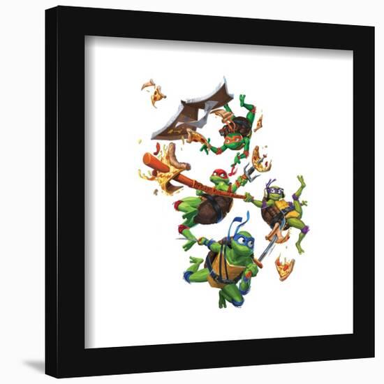 Gallery Pops Nickelodeon Teenage Mutant Ninja Turtles: Mutant Mayhem - Group Pizza Time Wall Art-Trends International-Framed Gallery Pops