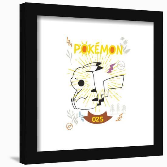 Gallery Pops Pokémon - Peaceful Nature Pikachu Line Art Wall Art-Trends International-Framed Gallery Pops