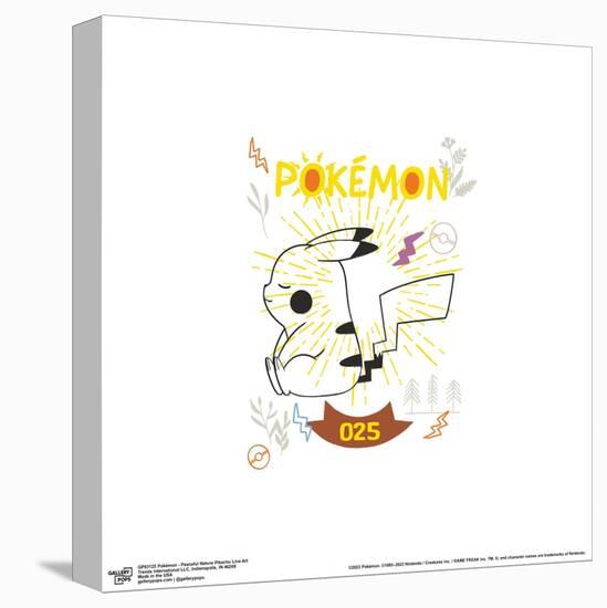 Gallery Pops Pokémon - Peaceful Nature Pikachu Line Art Wall Art-Trends International-Stretched Canvas
