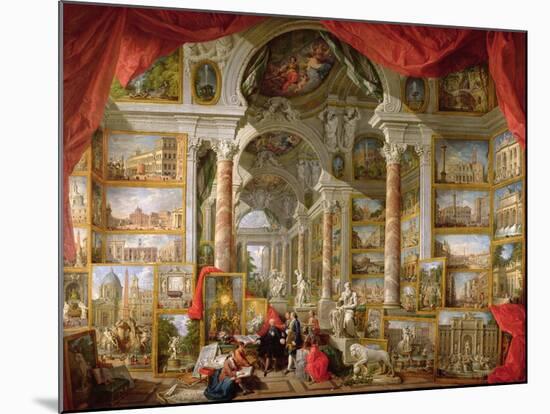 Gallery with Views of Modern Rome, 1759-Giovanni Paolo Pannini-Mounted Giclee Print