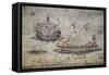 Galley and Portuguese Caravel-null-Framed Stretched Canvas