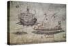 Galley and Portuguese Caravel-null-Stretched Canvas