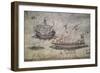 Galley and Portuguese Caravel-null-Framed Giclee Print