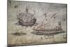 Galley and Portuguese Caravel-null-Mounted Giclee Print