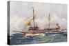 Galley of Malta with Wind in its Sails (17th Century), Watercolour by Albert Sebille (1874-1953)-null-Stretched Canvas