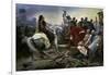 Gallic Chief Vercingetorix Throws His Sword at Feet of Julius Caesar, 46 BC-Lionel Noel Royer-Framed Art Print