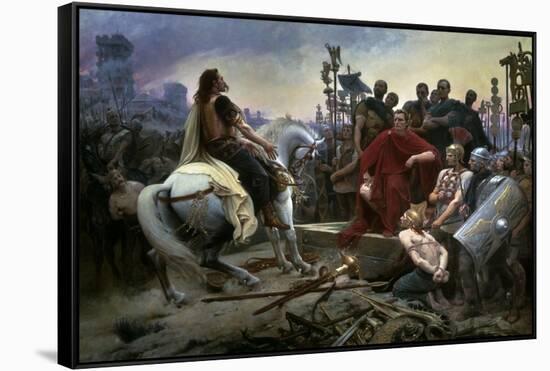 Gallic Chief Vercingetorix Throws His Sword at Feet of Julius Caesar, 46 BC-Lionel Noel Royer-Framed Stretched Canvas