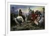 Gallic Chief Vercingetorix Throws His Sword at Feet of Julius Caesar, 46 BC-Lionel Noel Royer-Framed Art Print