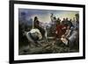 Gallic Chief Vercingetorix Throws His Sword at Feet of Julius Caesar, 46 BC-Lionel Noel Royer-Framed Art Print