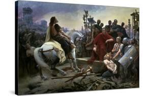 Gallic Chief Vercingetorix Throws His Sword at Feet of Julius Caesar, 46 BC-Lionel Noel Royer-Stretched Canvas