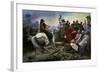 Gallic Chief Vercingetorix Throws His Sword at Feet of Julius Caesar, 46 BC-Lionel Noel Royer-Framed Art Print