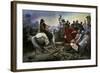 Gallic Chief Vercingetorix Throws His Sword at Feet of Julius Caesar, 46 BC-Lionel Noel Royer-Framed Art Print