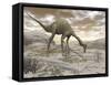 Gallimimus Dinosaur Discovering Eggs in the Desert-Stocktrek Images-Framed Stretched Canvas