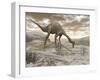 Gallimimus Dinosaur Discovering Eggs in the Desert-Stocktrek Images-Framed Art Print