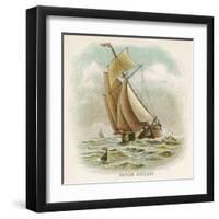 Galliot Used by Dutch Fishermen, Carrying a Full Spread of Sail-null-Framed Art Print