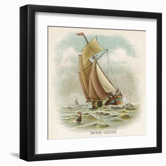 Galliot Used by Dutch Fishermen, Carrying a Full Spread of Sail-null-Framed Art Print