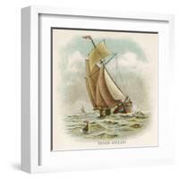 Galliot Used by Dutch Fishermen, Carrying a Full Spread of Sail-null-Framed Art Print